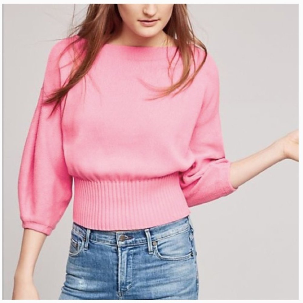 Anthropologie pink knit crop top